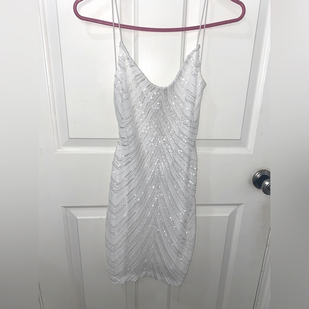 White sequin homecoming dress